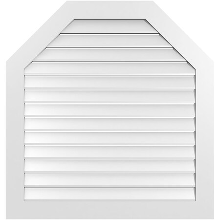 Ekena Millwork Octagonal Top Surface Mount PVC Gable Vent: Functional, w/ 3-1/2"W x 1"P Standard Frame, 40"W x 42"H GVPOT40X4201SF